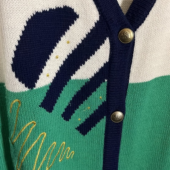 90’s cardigan funky pattern gold tones buttons - Picture 2 of 5